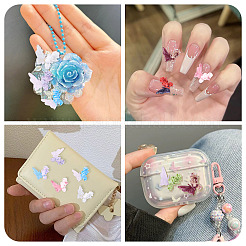 40Pcs 8 Styles Luminous Resin Butterfly with Flower Cabochons&nbsp;CRES-TA0001-98