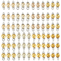 80Pcs 8 Colors Glass Pearl Round Connector Charms&nbsp;PALLOY-TA00262