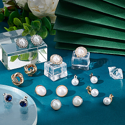 8Pairs 8 Style Half Round & Round & Twist Brass Clip-on Earrings with Plastic Pearl&nbsp;EJEW-PH0001-09-1