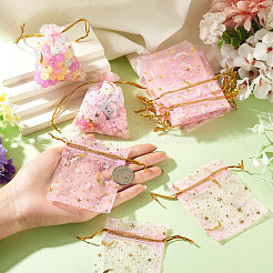30Pcs Gold Stamping Moon Star Organza Drawstring Gift Bags&nbsp;ABAG-TA0002-21G