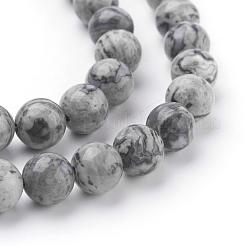 Natural Map Stone/Picasso Stone/Picasso Jasper Beads Strands&nbsp;G-G047-8mm