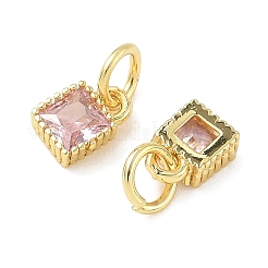Square Brass Micro Pave Cubic Zirconia Pendants&nbsp;KK-I355-16G