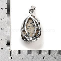 Natural Dalmatian Jasper Teardrop Pendants&nbsp;G-G112-03P-03