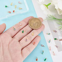 24Pcs 6 Colors  Golden Brass Micro Pave Cubic Zirconia Charms&nbsp;KK-GA0001-68