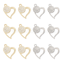 16Pcs 2 Colors Rack Plating Alloy Micro Pave Rhinestone Pendants&nbsp;FIND-TA0010-16