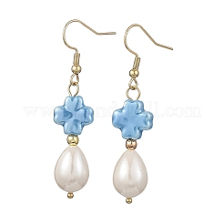 Shell Pearl & Porcelain Beads Dangle Earrings&nbsp;EJEW-JE07202