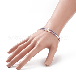 2Pcs 2 Style Natural Pearl & Glass Seed Beaded Stretch Bracelets Set&nbsp;BJEW-JB09032