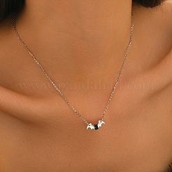 Halloween Brass Pave Black Cubic Zirconia Dark Gothic Bat Pendant Necklaces for Women&nbsp;AA2143