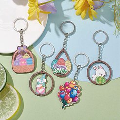 8Pcs 8 Styles Easter Wooden Keychains&nbsp;KEYC-JKC00719