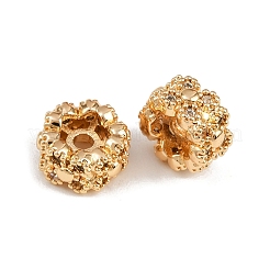 Brass Micro Pave Clear Cubic Zirconia Beads&nbsp;KK-C115-18G