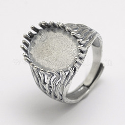 Adjustable Thailand 925 Sterling Silver Solitaire Ring Settings&nbsp;STER-P033-30AS