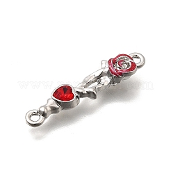 Alloy Rhinestone Rose Flower Heart Links Connector Charms&nbsp;FIND-D305-10P