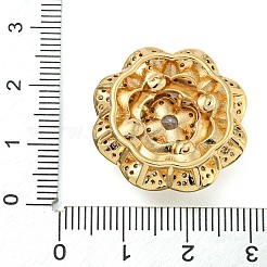 Rack Plating Brass Pave Clear Cubic Zirconia Flower Multi-Strand Links&nbsp;KK-Z063-16G