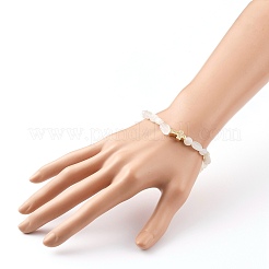 Nuggets Natural White Moonstone Stretch Beaded Bracelets&nbsp;BJEW-JB05805-05