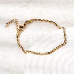 304 Stainless Steel Rope Chain Bracelets for Women&nbsp;BJEW-P395-01G