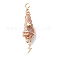 3Pcs 3 Styles Electroplated Natural Quartz Crystal Copper Wire Wrapped Pendants&nbsp;PALLOY-JF02586-07