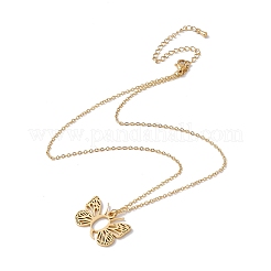 Initial Letter with Butterfly Pendant Necklace&nbsp;NJEW-C026-01G-Q