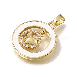 Brass Micro Pave Clear Cubic Zirconia with White Enamel Pendants&nbsp;CU-CBAA556-08A