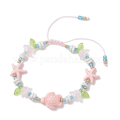 Synthetic Turquoise & Natural Howlite & Imitated Pearl Acrylic Beads Beaided Bead Bracelets&nbsp;BJEW-MZ00343-01