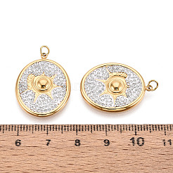304 Stainless Steel and Polymer Clay Crystal Rhinestone Pendants&nbsp;STAS-T069-60D