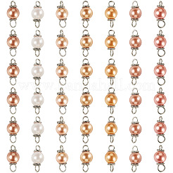 70Pcs 7 Colors Glass Pearl Round Connector Charms&nbsp;PALLOY-TA00264