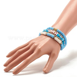 5Pcs 5 Style Polymer Clay Heishi Beaded Stretch Bracelets Set&nbsp;BJEW-JB07532-02