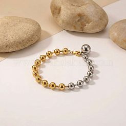 Duo Tone 304 Stainless Steel Ball Charm Round Beaded Bracelets for Women&nbsp;WGBF083-01