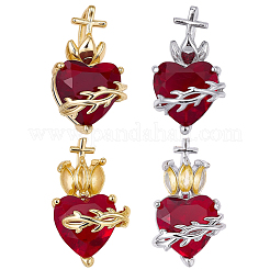 8Pcs 4 Colors Brass Glass Pendants&nbsp;KK-SC0007-95