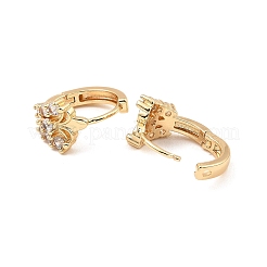 Brass Micro Pave Cubic Zirconia Hoop Earring&nbsp;EJEW-D078-45KCG