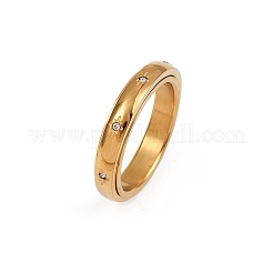 304 Stainless Steel Rhinestone Rotating Finger Rings&nbsp;LS-RJEW-A074-01C-G