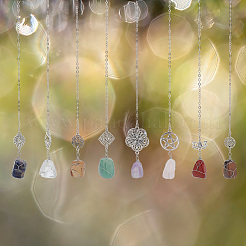 Copper Wire Wrapped Gemstone Nuggets Pendant Decoration&nbsp;HJEW-AB00384