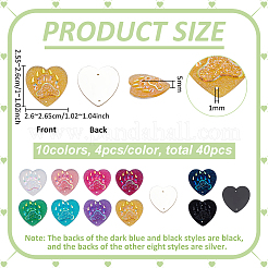 40Pcs 10 Colors Heart with Paw Print Resin Sew on Rhinestone&nbsp;DIY-FG0008-77