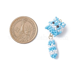 3Pcs Glass Seed Beaded Cat Pendants&nbsp;PALLOY-MZ01020