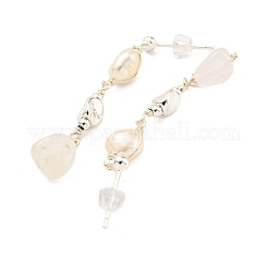 Natural Pearl with Quartz Crystal Stud Earrings&nbsp;EJEW-M252-03P