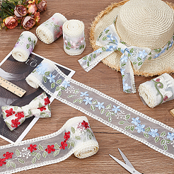 12 Yards 6 Styles Polyester Silk Embroidery Ribbon&nbsp;DIY-NB0014-02A