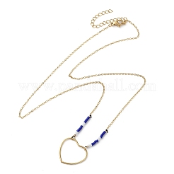 304 Stainless Steel & Blue Glass Beads Pendant Necklaces for Women&nbsp;NJEW-A045-26B-G
