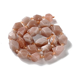 Natural Peach Moonstone Beads Strands&nbsp;G-C182-13-01