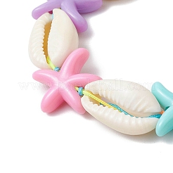 Natural Mixed Cowrie Shell Beads Braided Bead Bracelets&nbsp;BJEW-JB11785