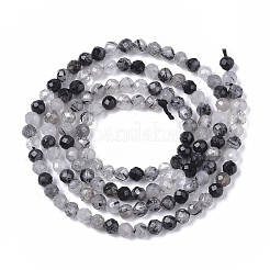 Natural Black Rutilated Quartz Beads Strands&nbsp;G-S361-3mm-011