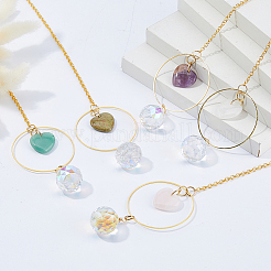 5Pcs Natural Mixed Stone & Glass Suncatchers&nbsp;HJEW-FH00260