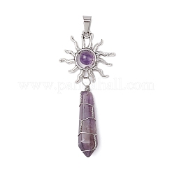 5Pcs Copper Wire Wrapped Natural Lapis Lazuli & Quartz Crystal & Rose Quartz & Green Aventurine & Amethyst Big Pendants&nbsp;PALLOY-JF03640