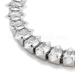 Brass Pave Clear Cubic Zirconia Horse Eye Link Bracelets&nbsp;BJEW-YWC0002-03B-P