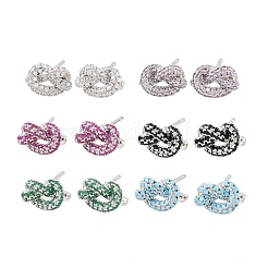 knot Brass Micro Pave Cubic Zirconia Stud Earrings&nbsp;EJEW-C174-01P
