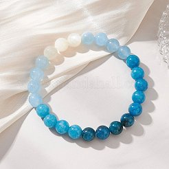 8.5MM Round Dyed Natural Quartz & Blue Quart & Apatite & White Moonstone Stretch Beaded Bracelets&nbsp;BJEW-JB12986-03