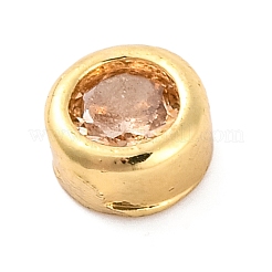 Rack Plating Flat Round Brass Micro Pave Cubic Zirconia Cabochons&nbsp;KK-F874-03G-07