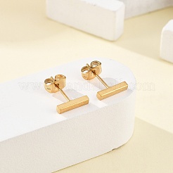 Cuboid Ion Plating(IP) 304 Stainless Steel Stud Crawler Earrings&nbsp;EJEW-O052-45G