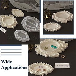2Pcs 2 Styles Vintage Relief Pattern Oval Photo Frame Silicone Molds&nbsp;ST-CJ0043-066