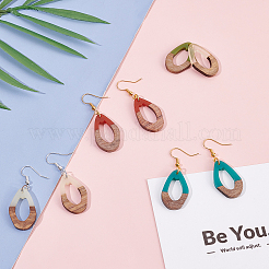 DIY 6 Pairs Teardrop Resin & Walnut Wood Earring Makings&nbsp;DIY-FH0001-90