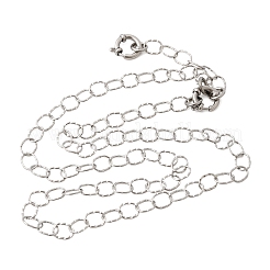 6.5MM 201 Stainless Steel Textured Oval Link Chain Necklaces for Unisex&nbsp;NJEW-K302-16P