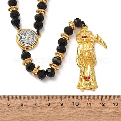 Faceted Rondelle Glass Rosary Bead Necklaces&nbsp;NJEW-DC00014